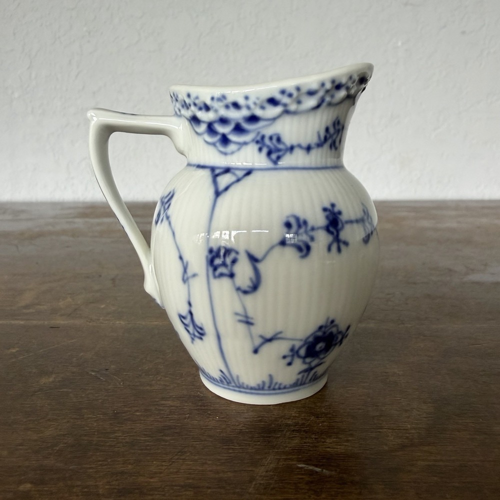 Royal Copenhagen Blue Fluted Half Lace Creamer Pitcher 1/521 First Quality VTG